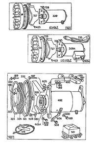 Electric Starters Diagram and Parts List for 170400-0194-XX  Briggs and Stratton Engine